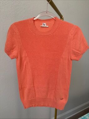 Hermes Coral Short-Sleeve Crewneck Sweater